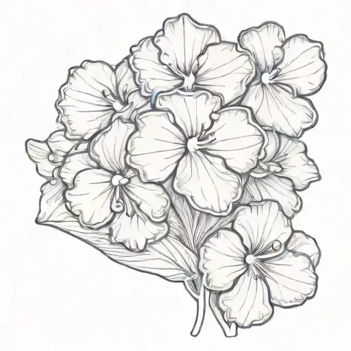 Sketch Of A Blooming African Violet Flower