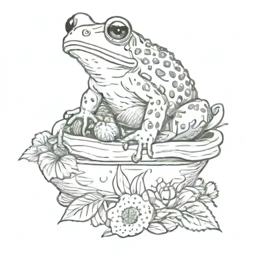 A Frog Sitting On Top Of A Snail Eating Strawberries