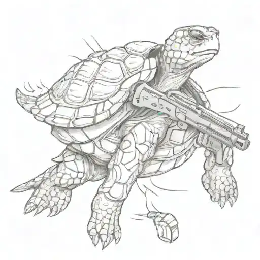 Turtle Hold A Ak47 In His Hands