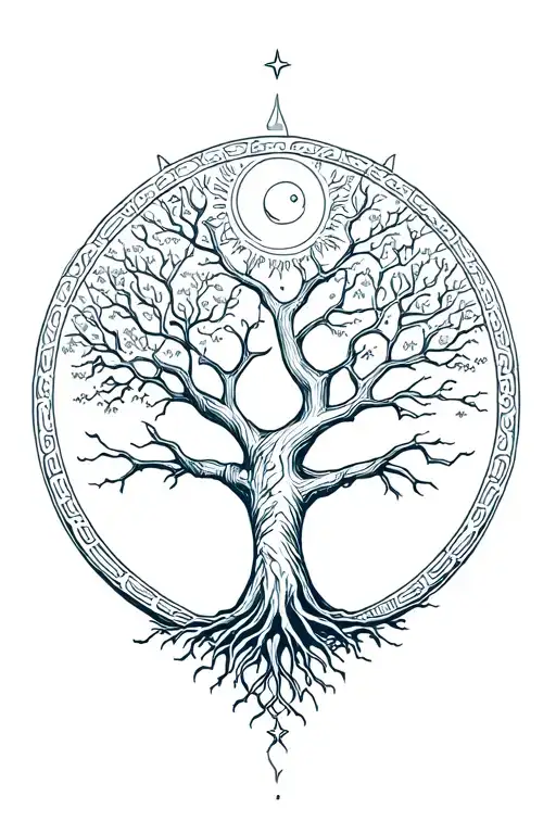Tree Of Life Sea And Sun Moon Stars