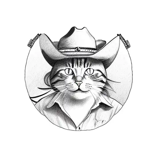Cat With Cowboy Hat And Revolver