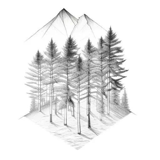 Trees And Mountain