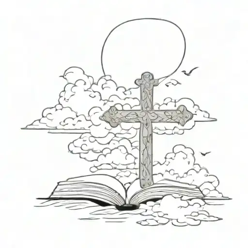 Bible Verse With Clouds Surrounding And Crosses
