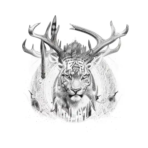 Mystical Hunting Scene With Religious Elements