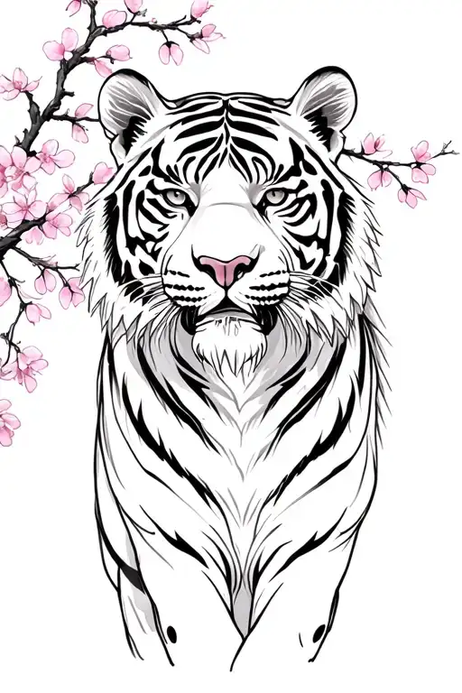 Tiger With Cherry Blossoms