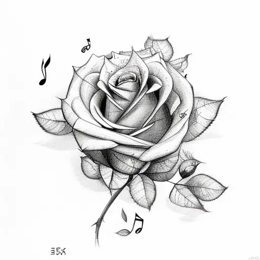 Roses With Leaves And Music Notes