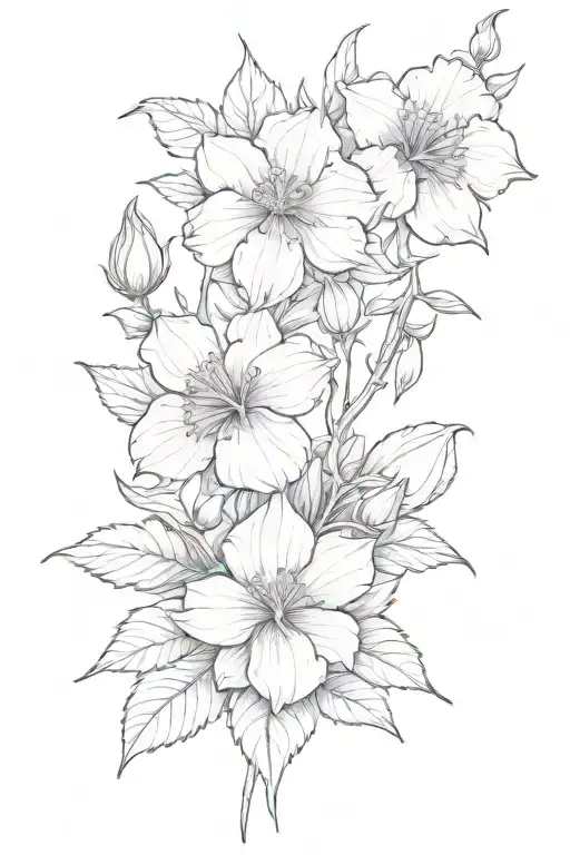 Asther Flower And Violet Flower Line Drawing