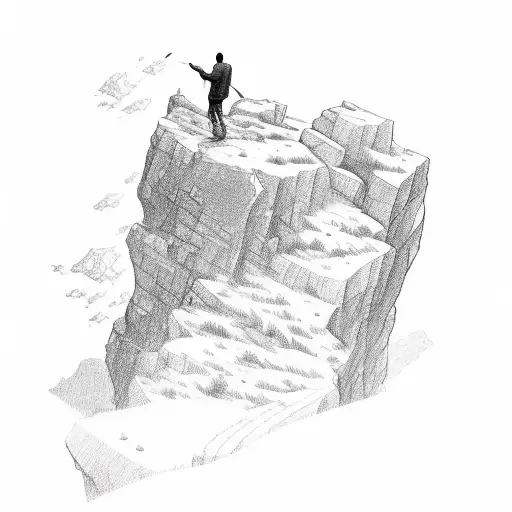 Man On A Cliff Above The Ocean