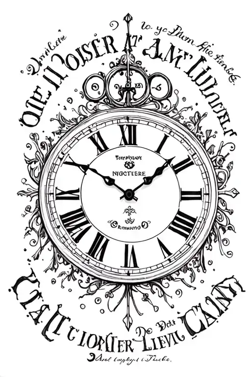 Grand Clock With Latin Quote Written