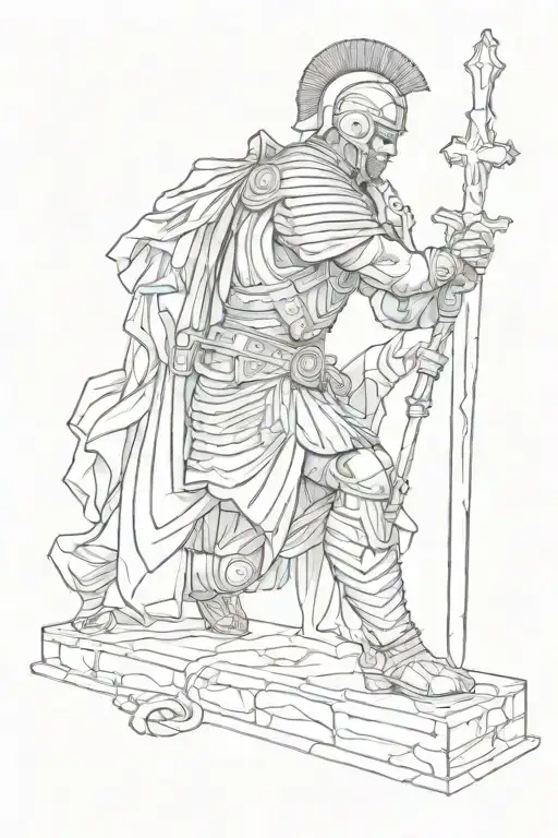 Roman Centurion Kneeling At Cross