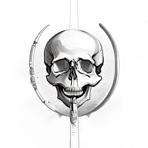 Skull With Ribbond Through Eye Socket And Mouth