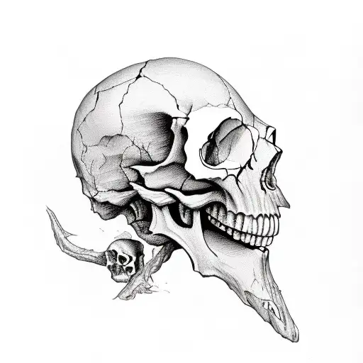 Skull With Ribbond Through Eye Socket And Mouth