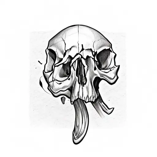 Skull With Ribbond Through Eye Socket And Mouth