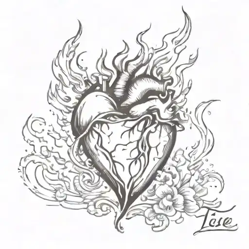 Heart On Fire With The Word Tiche