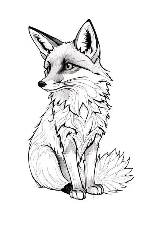 Fox Full Body Little Lines