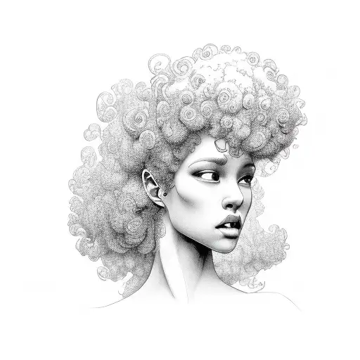 Female Angel With Curly Afro Dreaming