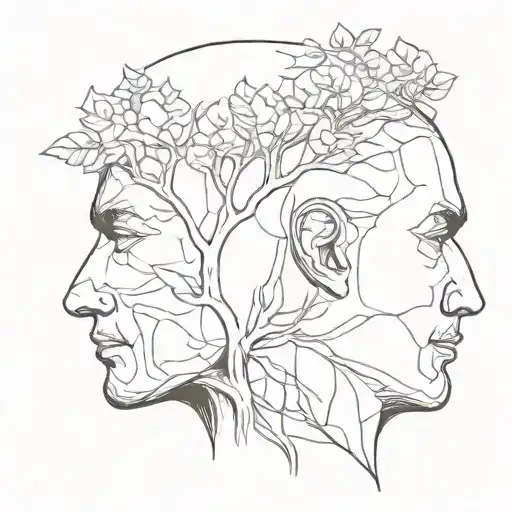 Half Head Of A Man Half Growing Tree