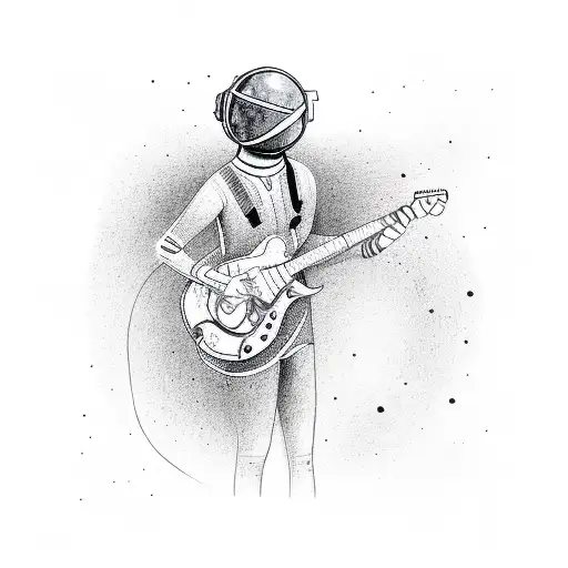 An Astrounat Playing The Guitar In Space