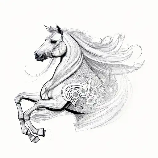 A Sketch Of A Horse Made Up Of Intricate Circuit Patterns