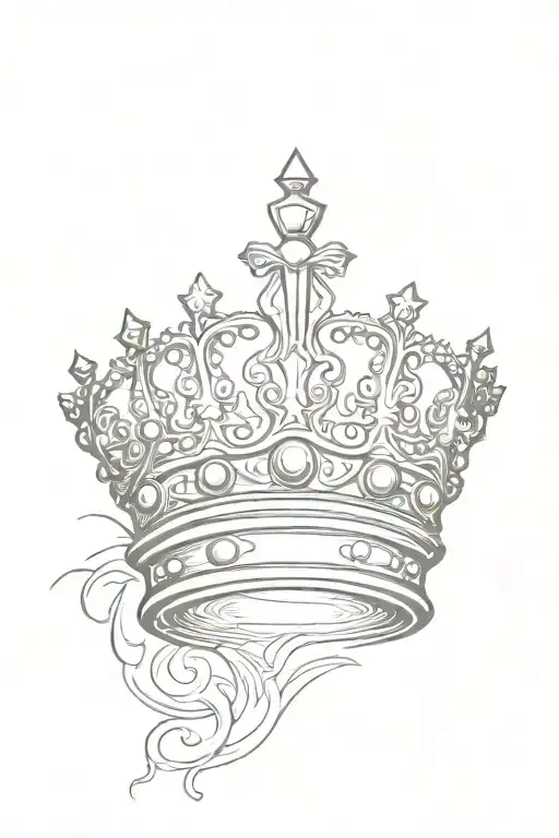 Solid King Crown Silhouette Inside A Sketch Style Crown