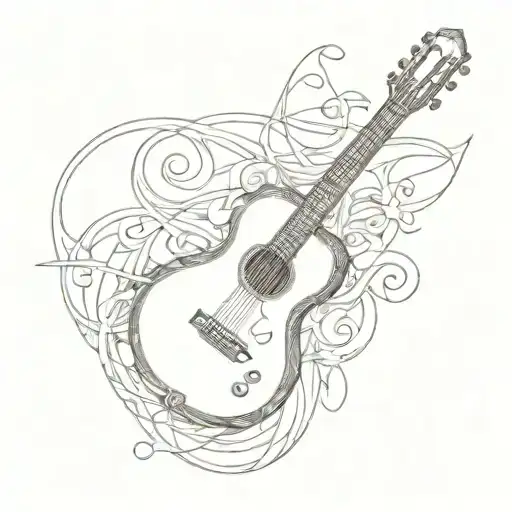 Music Sword Guitar Intertwined