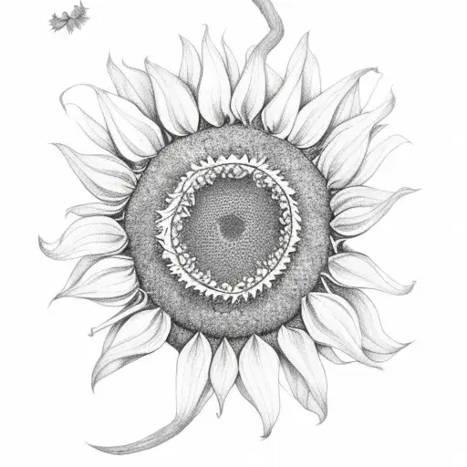 A Sunflower Intertwined With A Vine Of Flowers And Leaves