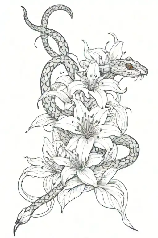 A Snake With A Red Spider Lily Flower Growing Out Of It That Will Wrap Around My Arm