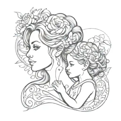 Mother Daughter Tattoo Design