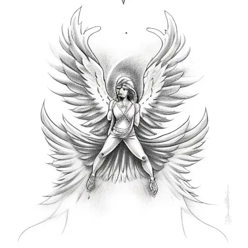 Phoenix Integrated With An Angel Tattoo That Already Exists