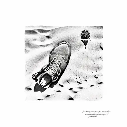 Footprints On A Sandy Beach Fading Into The Distance