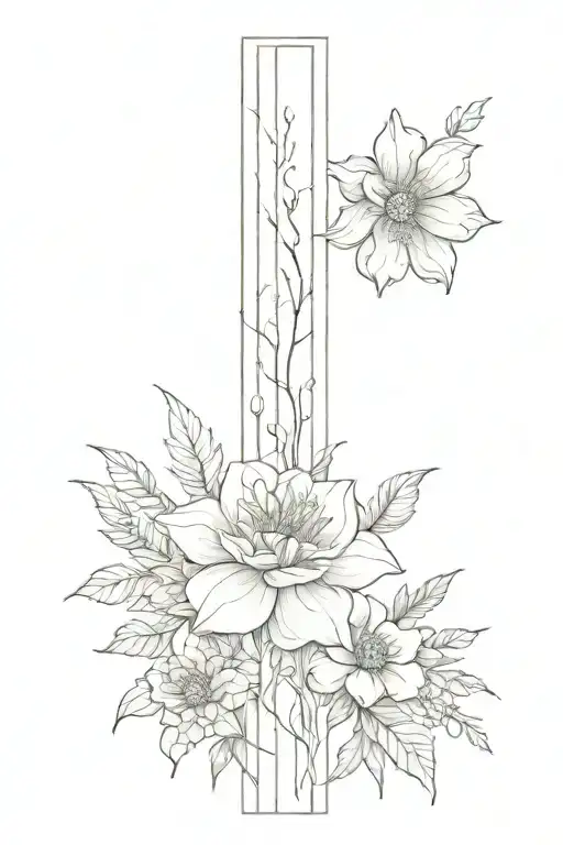 Fine Line Spine Tattoo That Says Let It All Work Out With Flowers Coming From The Top