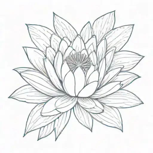 Water Lily In Minimalism Use Lines