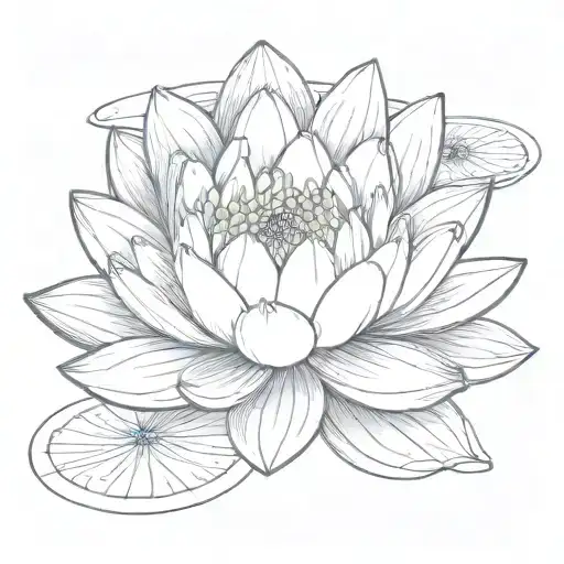 Water Lily In Minimalism Use Lines