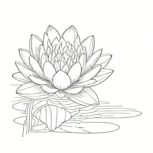 Water Lily In Minimalism Use Lines Going