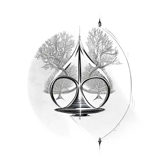 Tree On Top Of A Hourglass That Looks Like A Infinity Sign