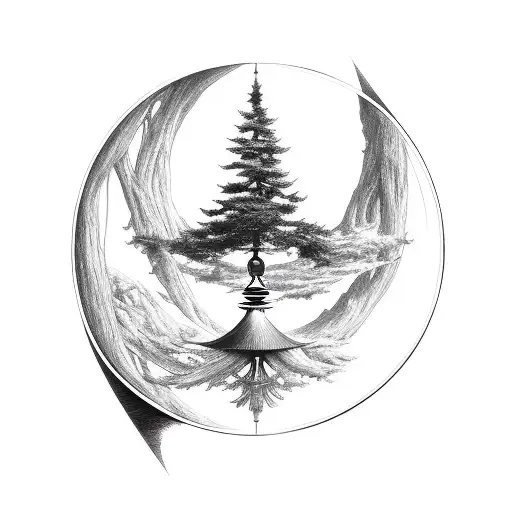 Tree On Top Of A Hourglass That Looks Like A Infinity Sign