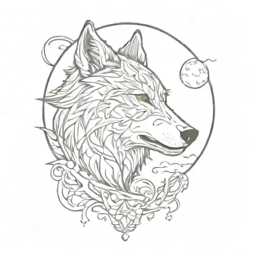 Wolf And Moon Made