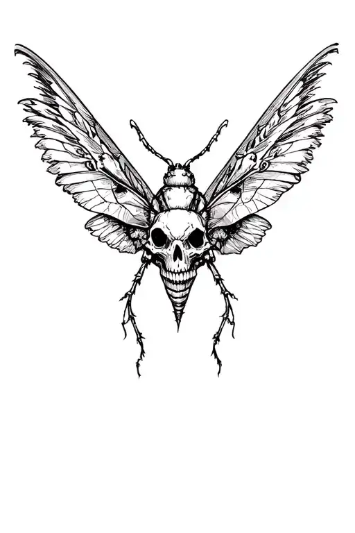 Moth Skull On Wings