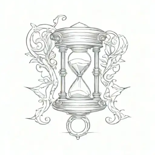 Hourglass With 3 Metal Rods Surrounding It