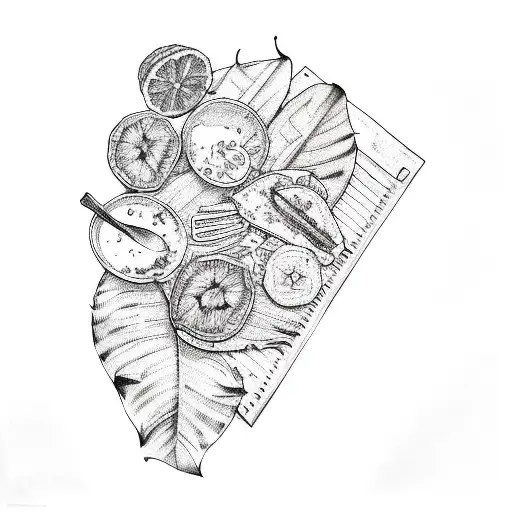 A Plate Of Food On A Banana Leaf