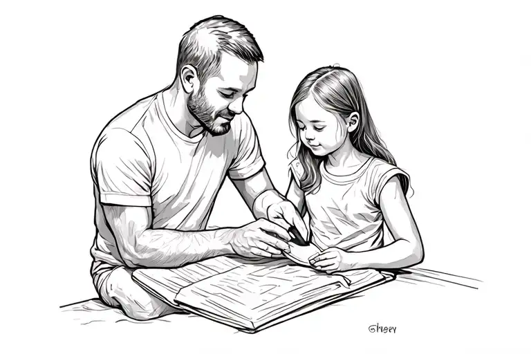 Dads And Daughter Playing