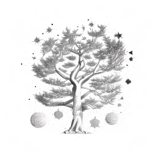 An Ancient Greek Constellation Forming A Tree In A Sketch Style