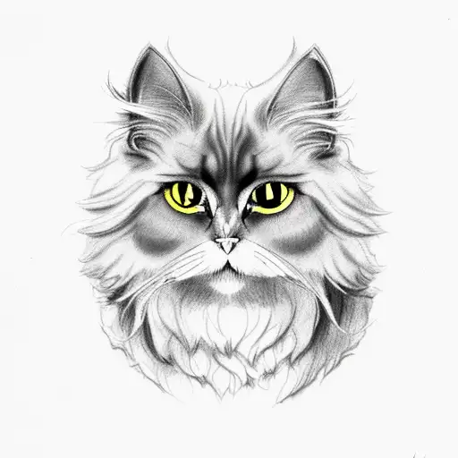 Black Persian Cat With Yellow Eyes And Bat Wings