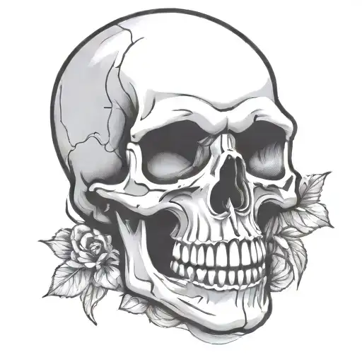 Skull Cartoon Simple Outline Comic Book Style