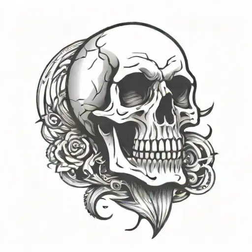 Skull Simple Cartoon Outline Basic Tattoo Design