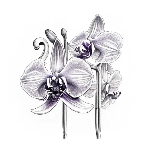 Several Orchids With Only One Shoot With Lilac Color