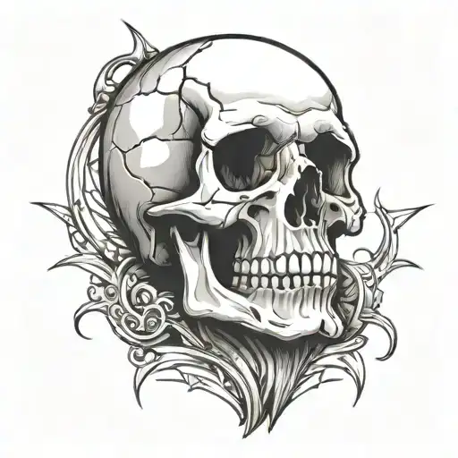 Skull Simple Cartoon Outlined