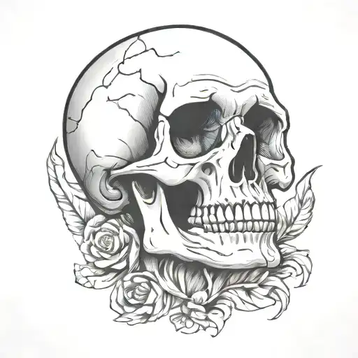 Skull Simple Cartoon Outlined