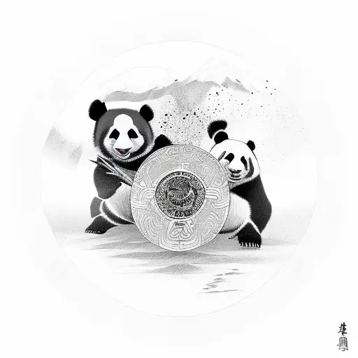 Warrior Panda With Yin Yang