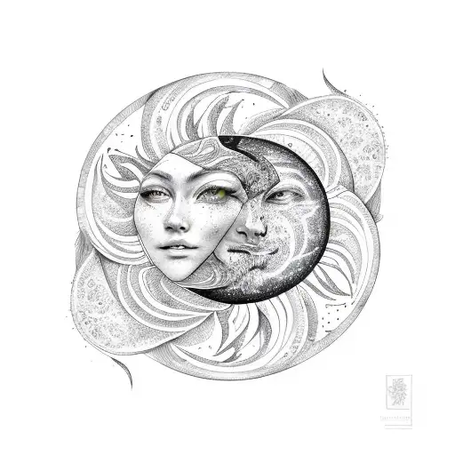 An Artistic Representation Of The Sun And Moon Merging